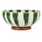 Hello Honey® 10.5" Round Hand-Painted Stoneware Footed Bowl with Stripes & Reactive Glaze